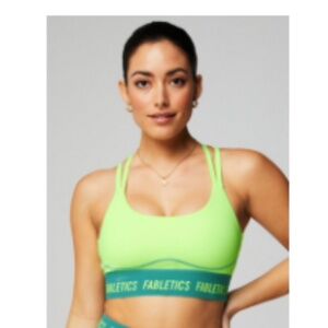 Fabletics Principal Low Impact Bra XS Neon Spark/Misty Jade